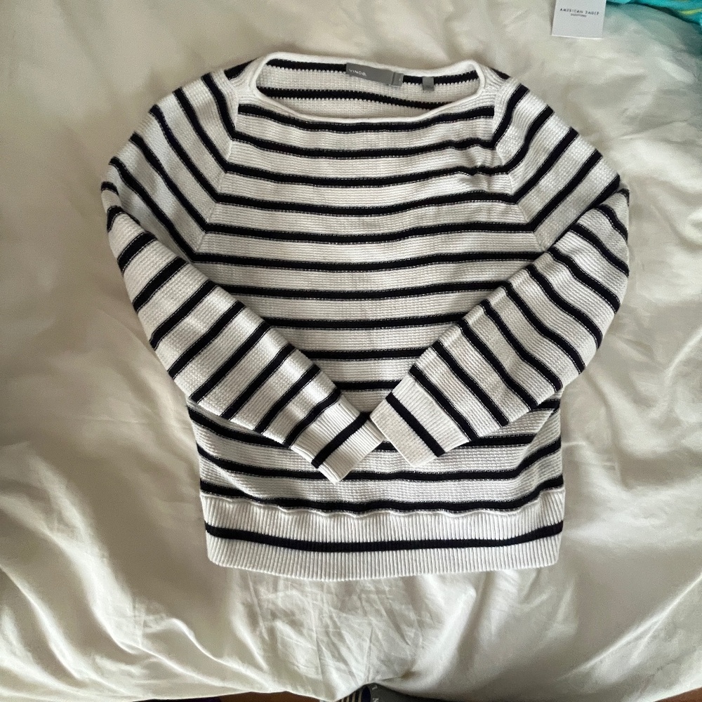 Vince black and white striped sweater XS